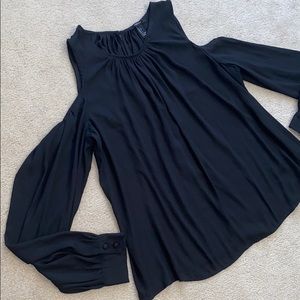 Chiffon black shoulder cut blouse